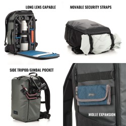 Tenba Mochila Solstice V2 20L Gris | Mochila fotográfica ligera y funcional