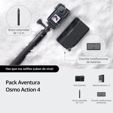 DJI Osmo Action 4 Adventure Combo | Cámara de acción con accesorios para aventuras extremas