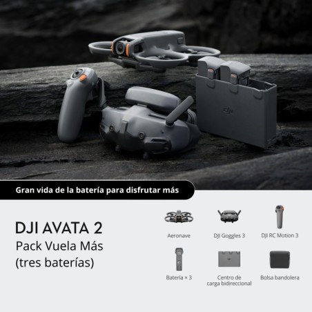DJI Avata 2 Fly More Combo (3 baterías) | Dron FPV con cámara 4K, Goggles 3 y RC Motion 3