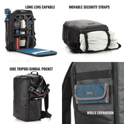 Tenba Mochila Solstice V2 24L Negra | Mochila fotográfica espaciosa y ergonómica