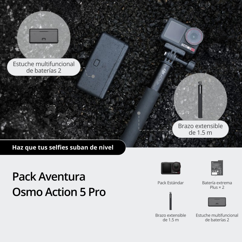 DJI Osmo Action 5 Pro Combo Aventura | Cámara de acción 4K con accesorios para grabaciones prolongadas