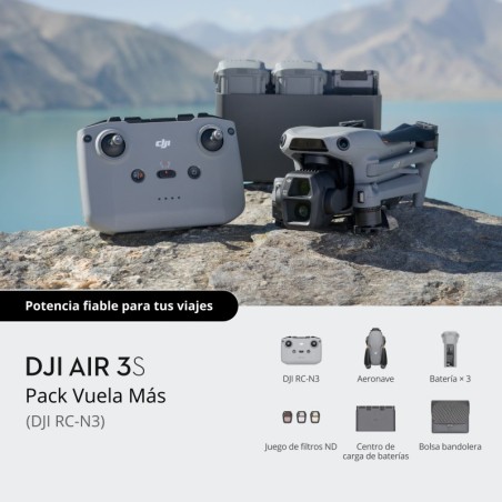 DJI Air 3S Fly More Combo + RC-N3 | Paquete completo con accesorios y control remoto estándar