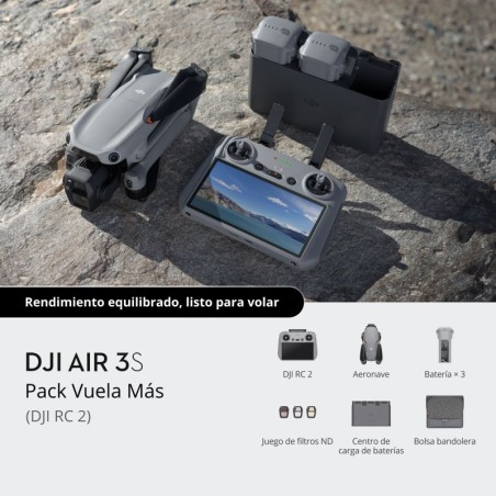 DJI Air 3S Fly More Combo + RC 2 | Paquete premium con control remoto avanzado y accesorios completos