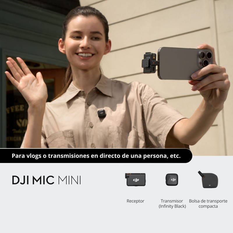 DJI Mic Mini (1 TX + 1 RX) | Sistema de micrófono inalámbrico compacto para creadores individuales