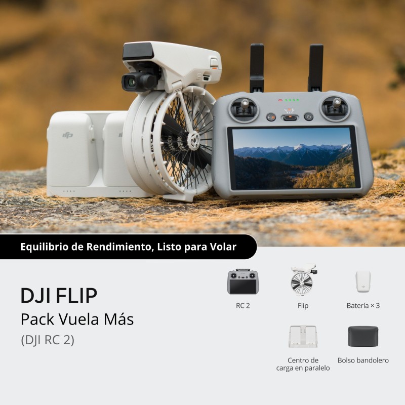 DJI Flip GL Fly More Combo RC 2 | Pack completo con 3 baterías, hub de carga y mando con pantalla