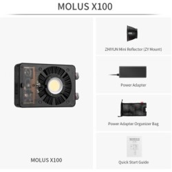 ZHIYUN MOLUS X100 | Luz LED COB de 100W con batería de agarre y control Bluetooth