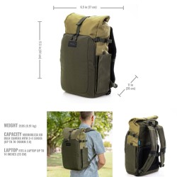 Tenba Mochila Fulton V2 14L Kaki | Mochila fotográfica elegante y versátil