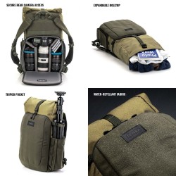 Tenba Mochila Fulton V2 16L Kaki | Mochila fotográfica espaciosa y funcional