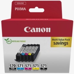 Canon PGI-570/CLI-571 Pack Ahorro | Pack de 5 cartuchos (negro pigmento + BK/C/M/Y) original Canon