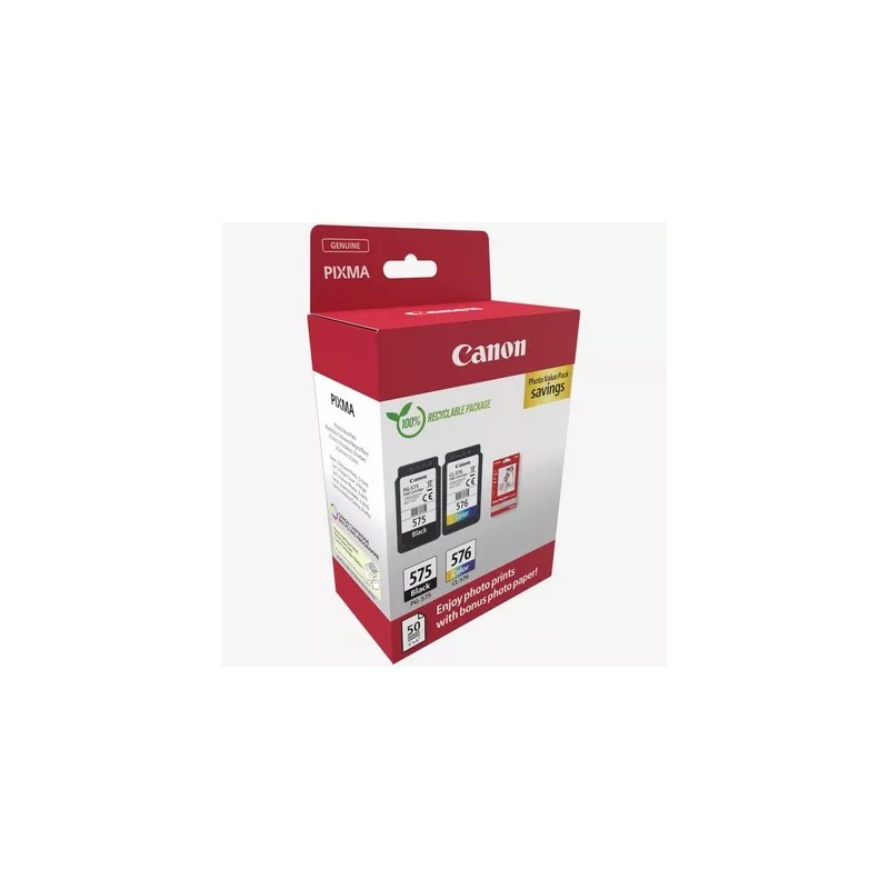 Canon PG-575/CL-576 Value Pack | Pack de cartuchos + papel fotográfico original Canon