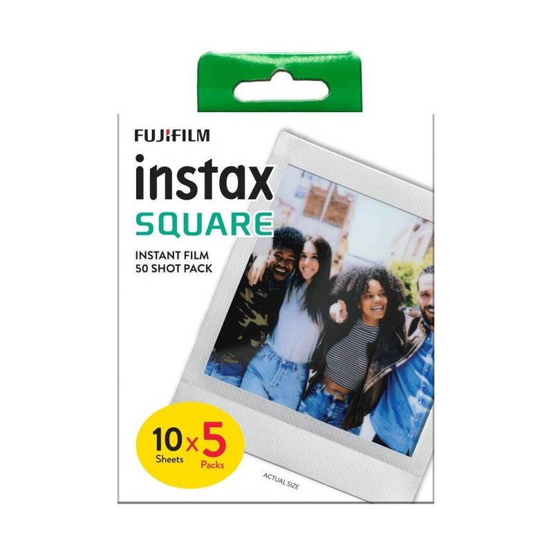 Fujifilm Película Instax Square 5x10V Pack | Pack múltiple con 50 fotos instantáneas
