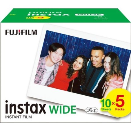 Fujifilm Película Instax Wide 50 Disparos Pack 5x10V | Pack múltiple para cámaras Instax Wide