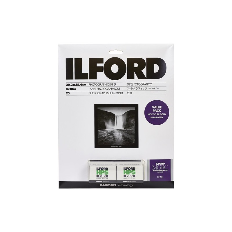 Ilford MGRC Deluxe Pearl + HP5 Plus | Pack con papel fotográfico perlado 20.3x25.4cm y 2 carretes HP5 Plus