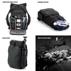 Tenba Mochila Fulton V2 16L Negra | Mochila fotográfica amplia y cómoda para fotógrafos urbanos
