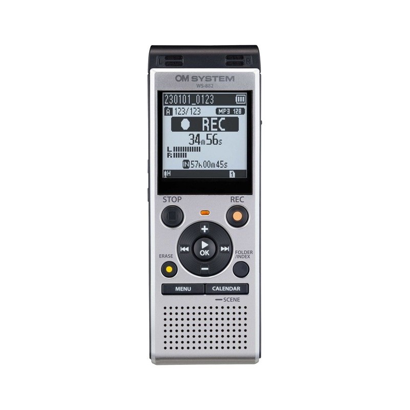 OM System Grabadora WS-882 Plata | Grabadora de audio portátil y profesional
