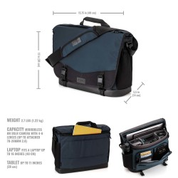 Tenba Bolsa de Hombro Messenger DNA 16 Slim Azul | Bolsa messenger delgada para cámara y portátil