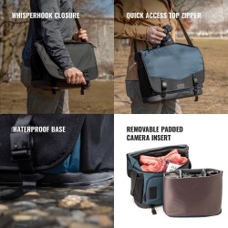 Tenba Bolsa de Hombro Messenger DNA 16 Slim Azul | Bolsa messenger delgada para cámara y portátil