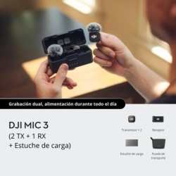DJI Mic 3 (2 TX + 1 RX + Estuche de Carga) | Audio profesional inalámbrico