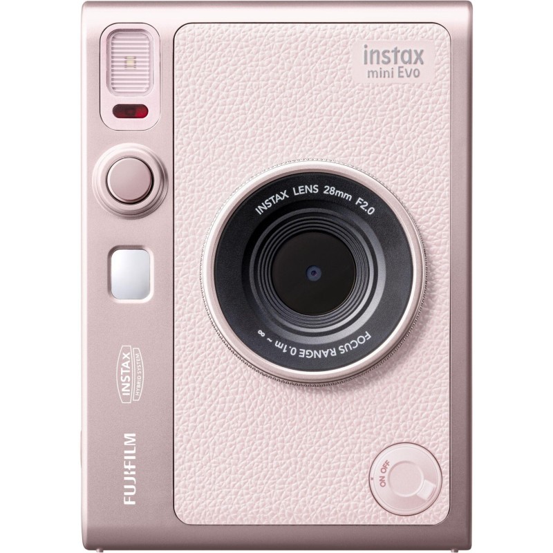Fujifilm Cámara Instantánea Instax Mini Evo Gentle Pink | Cámara híbrida elegante y creativa