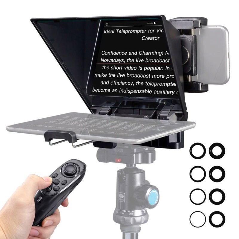 Feelworld Teleprompter TP2A | Teleprompter compacto compatible con smartphones, DSLR y tablets pequeñas