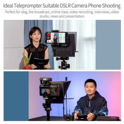 Feelworld Teleprompter TP2A | Teleprompter compacto compatible con smartphones, DSLR y tablets pequeñas