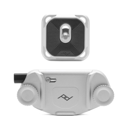Peak Design Capture Clip V3 + Placa Plateada | Clip de sujeción metálico para cámara con acabado plateado