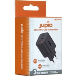Jupio Cargador USB (2C1A) Triple de 65W | Compra Cargador Multiple Rápido | Precio Cargador Jupio
