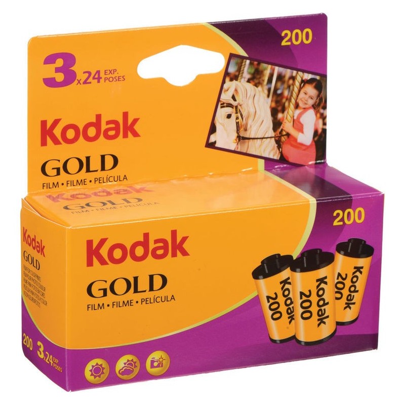 Kodak Pack de 10 Películas 3-Pack Gold 200 35-24 Color | Compra Película Color Triple Pack | Precio Gold 200
