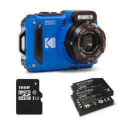 Kodak Pack Cámara Deportiva Pixpro WPZ2 Azul + 2 Baterías + SD 16GB | Compra Pack Completo | Precio Pack WPZ2