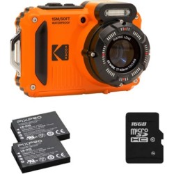 Kodak Pack Cámara Deportiva Pixpro WPZ2 Naranja + 2 Baterías + SD 16GB | Compra Pack Completo | Precio Pack WPZ2