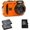 Kodak Pack Cámara Deportiva Pixpro WPZ2 Naranja + 2 Baterías + SD 16GB | Compra Pack Completo | Precio Pack WPZ2