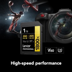 Lexar SD Pro Gold UHS-II 1800x 1TB V60 | Tarjeta SD de alto rendimiento para fotografía y video en 4K