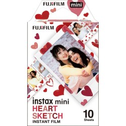 Fujifilm Película Instax Mini Heart Sketch | Película instantánea con diseño romántico