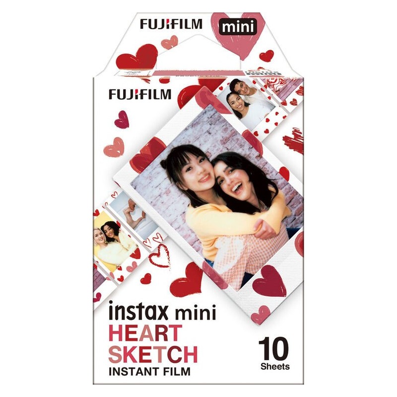 Fujifilm Película Instax Mini Heart Sketch | Película instantánea con diseño romántico