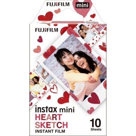 Fujifilm Película Instax Mini Heart Sketch | Película instantánea con diseño romántico