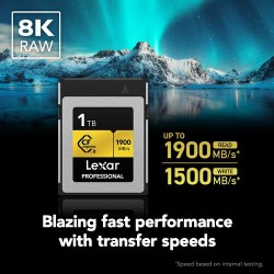 Lexar CFexpress Pro Tipo B Gold 1TB | Tarjeta de memoria profesional de alta capacidad para grabaciones en 8K y archivos RAW