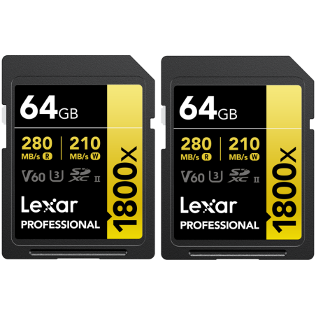 Compra Lexar SD Pro Gold Series UHSII 64G V | Tarjeta de Memoria UHS-II para Fotografía y Video Profesional