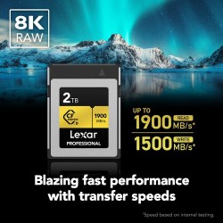 Lexar CFexpress Pro Tipo B Gold 2TB | Tarjeta de memoria de máxima capacidad para grabaciones en 8K y almacenamiento RAW