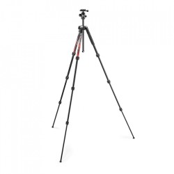 Manfrotto MKELMII4RD-BH | Trípode de viaje en aluminio con rótula de bola y acabado rojo
