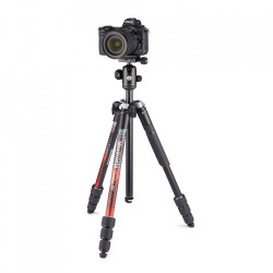 Manfrotto MKELMII4RD-BH | Trípode de viaje en aluminio con rótula de bola y acabado rojo