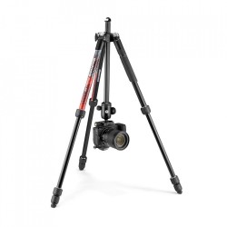 Manfrotto MKELMII4RD-BH | Trípode de viaje en aluminio con rótula de bola y acabado rojo