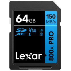 Compra Lexar SDHC 800X PRO Blue Series 64GB | Tarjeta de Memoria Profesional para Video 4K