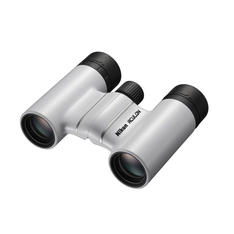 Nikon Prismáticos Aculon T02 8×21 Blanco | Compactos tipo techo diseño minimalista