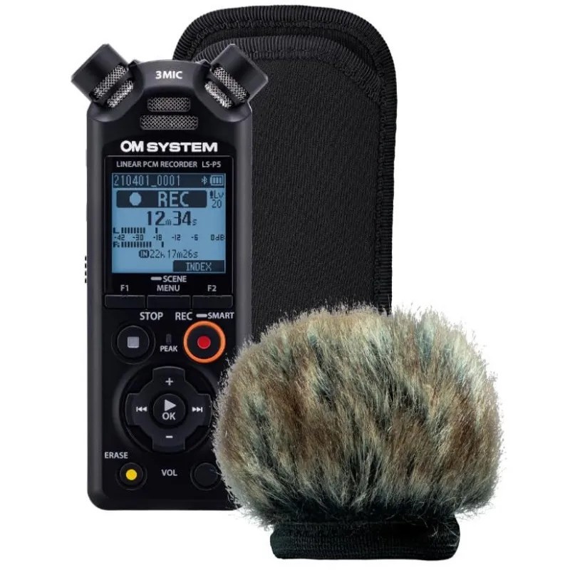 OM System LS-P5 Kit | Grabadora de audio con accesorios para reducción de viento
