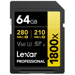 Compra Lexar SDXC Pro Gold UHS-II 1800X 64G | Tarjeta de Memoria de Alto Rendimiento