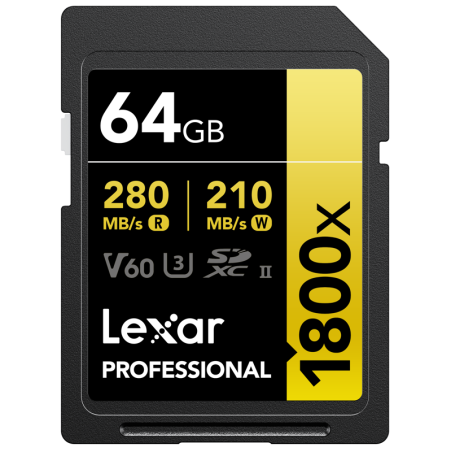 Compra Lexar SDXC Pro Gold UHS-II 1800X 64G | Tarjeta de Memoria de Alto Rendimiento