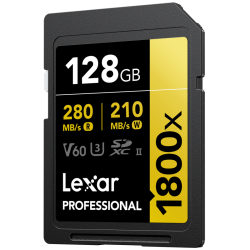 Lexar SDXC Pro Gold 1800X 128GB V60 | tarjeta sdxc 128gb | tarjeta sd profesional | tarjeta sd v60 video 4k