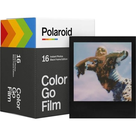 Polaroid Película Go Negra Pack Doble | 16 fotos instantáneas con marco negro para un toque artístico
