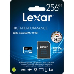 Lexar Micro SDHC 256GB 633x UHS-I U1 CL10 | Tarjeta de memoria de alto rendimiento para grabaciones en Full HD y 4K