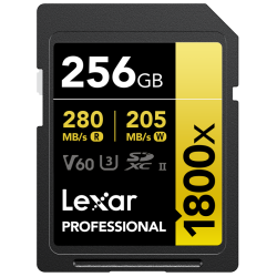 Compra Lexar SDXC Pro Gold 1800X UHS-II 256 | Tarjeta de Memoria Profesional para Video 4K